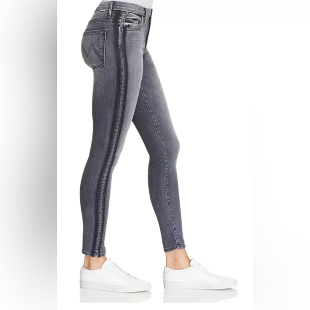 MOTHER  Black Skinny Jeans High-Rise Looker Jeans in Miss Moody Two Shoes Racer - Picture 3 of 13